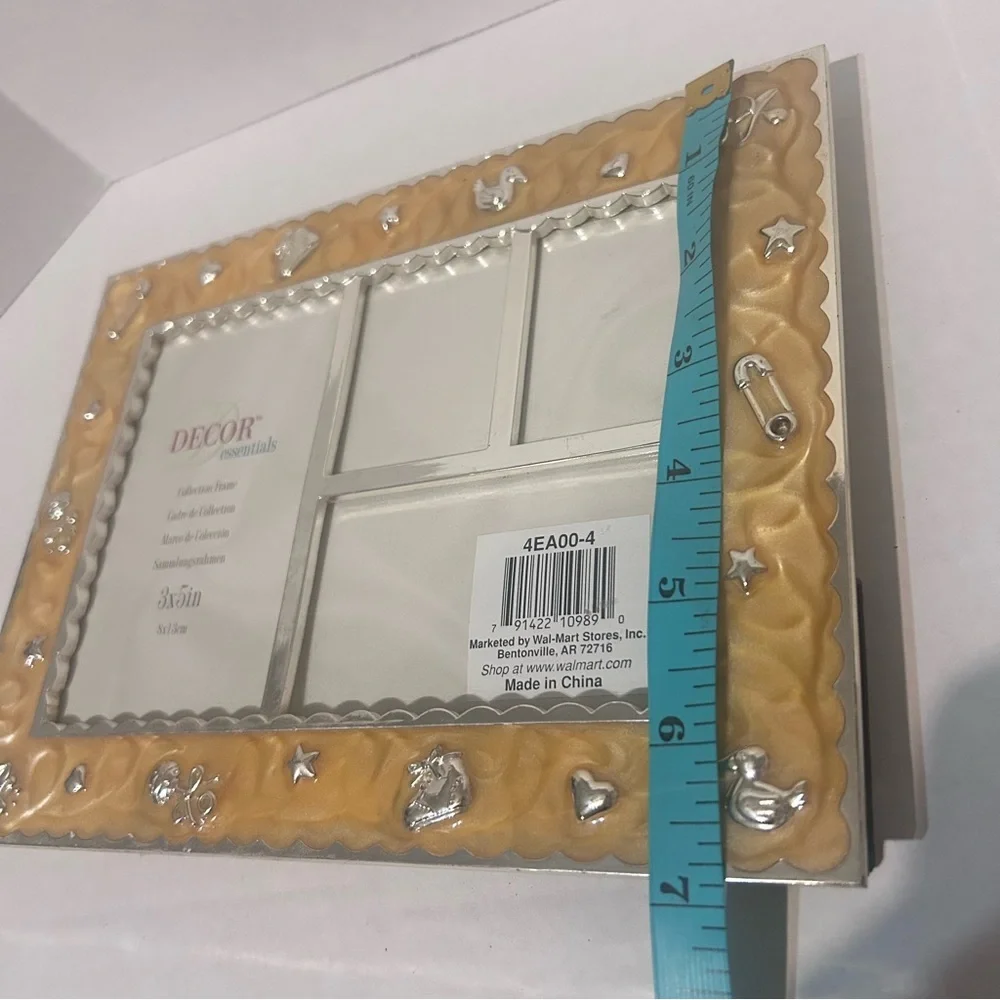 Decor Essentials Enamel Embossed Unisex Baby Picture Frame 4 Photos Nursery